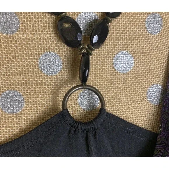 Vintage Y2K Purple Floral Top Tunic Embellished Retro Fairy Goth Medium - Picture 5 of 13